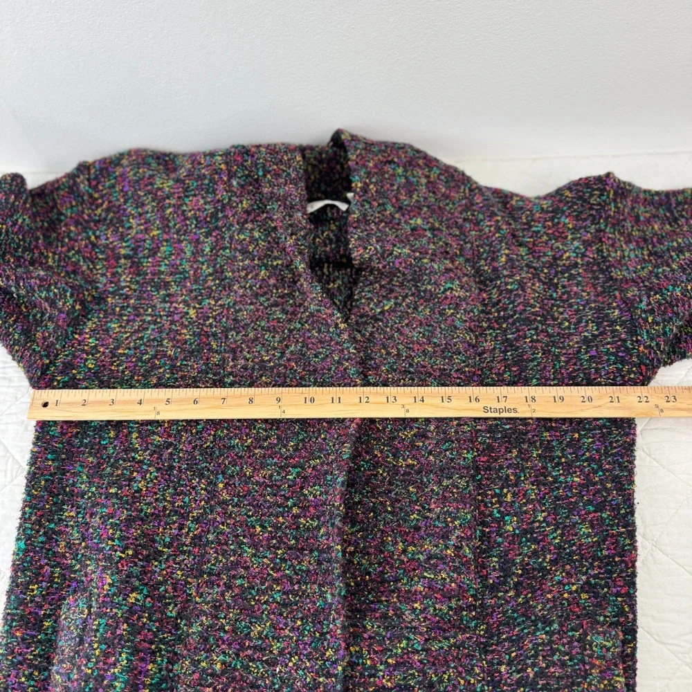 Westbound Vintage 80s Rainbow‎ Confetti Knit Open Cardigan Sweater Coat Black M